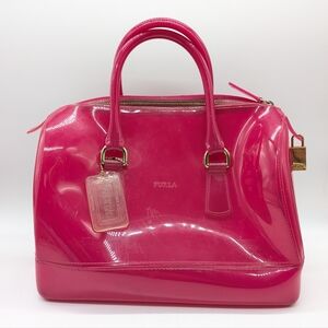 Furla Candy Bag Fuschia Pink Plastic Satchel Handbag